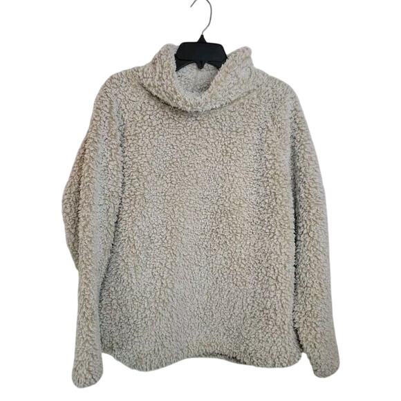 Eddie Bauer Tan Turtleneck Sherpa Long Sleeve Pullover Sweater Women's Size XL - Picture 1 of 7
